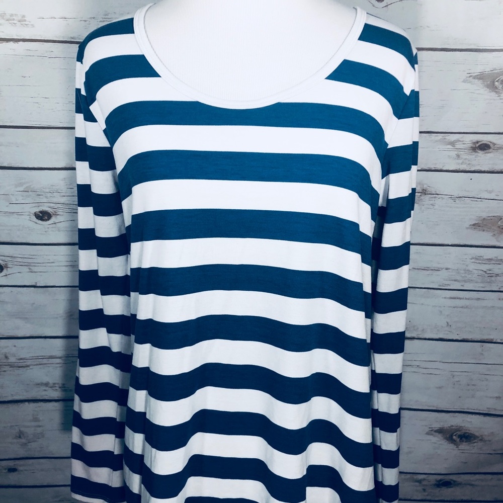 LuLaRoe S Lynnae Blue and White Striped EUC